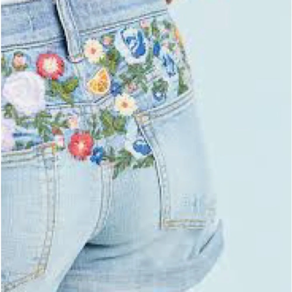 Pilcro and the Letterpress Light Blue Embroidered Mid Rise Jean Shorts - Picture 4 of 8